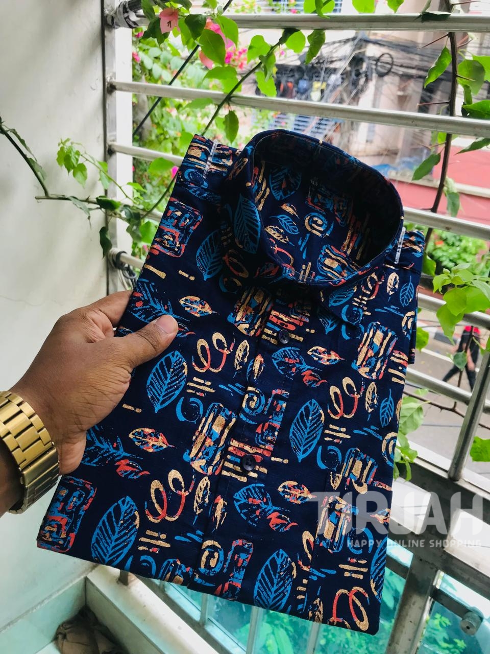Half sleeve Arong fabric shirt for men