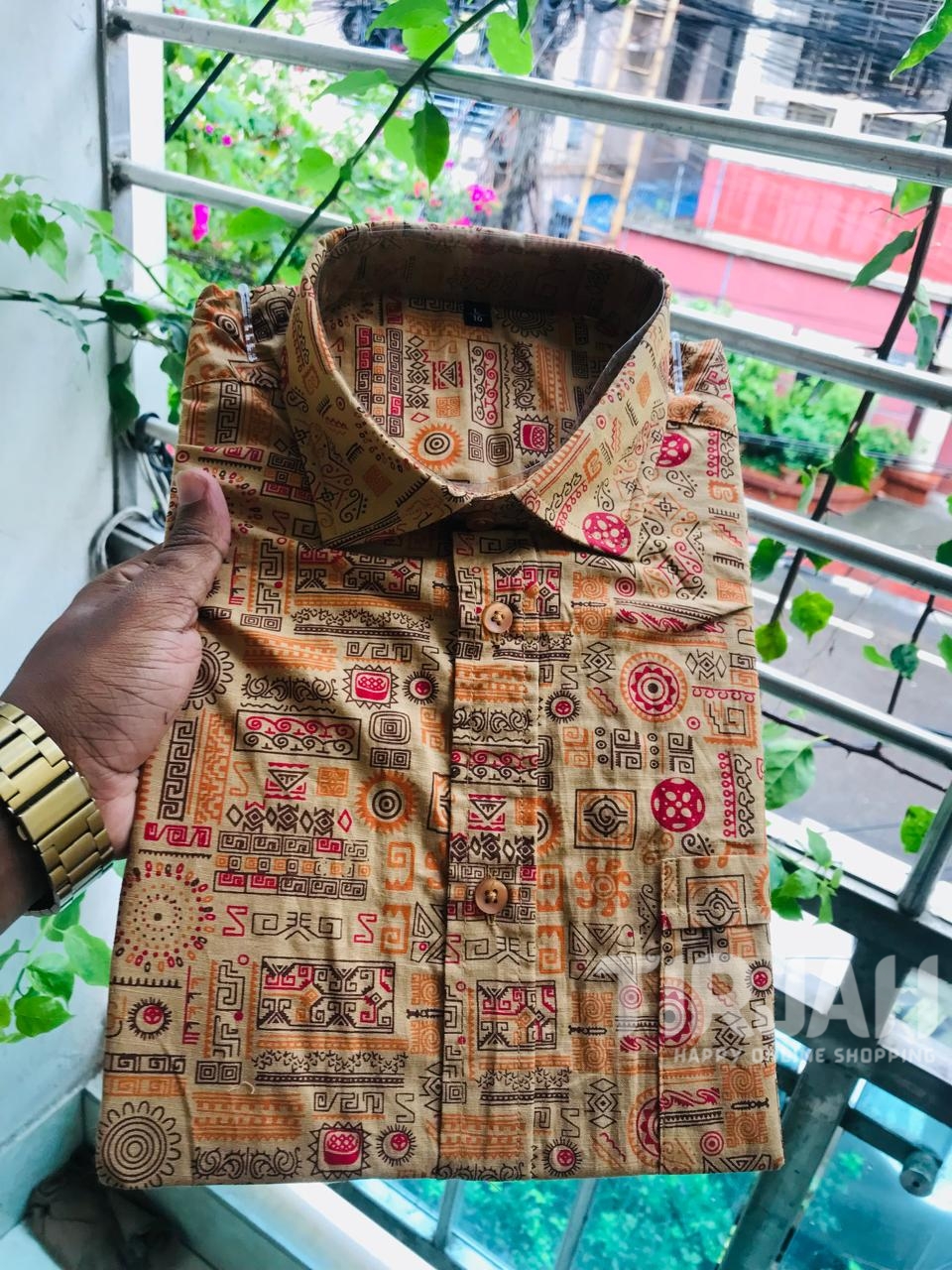 Half sleeve Arong fabric shirt for men