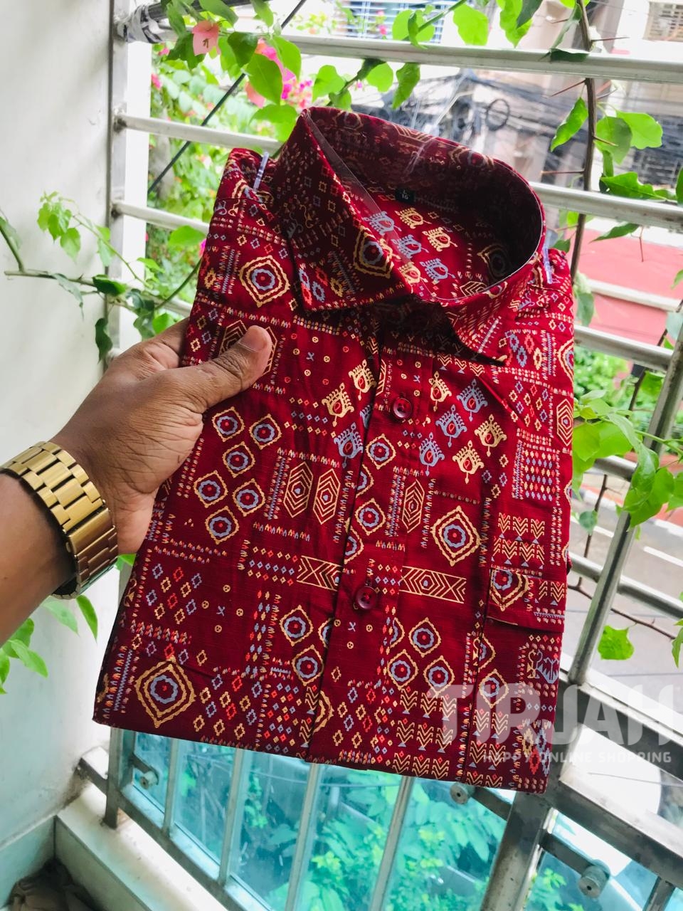 Half sleeve Arong fabric shirt for men