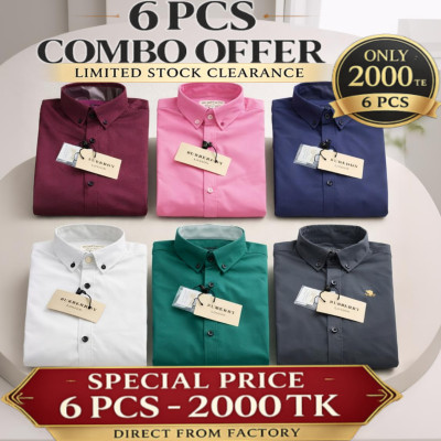 Premium Quality (6 pcs) Solid Colour LS Shirt