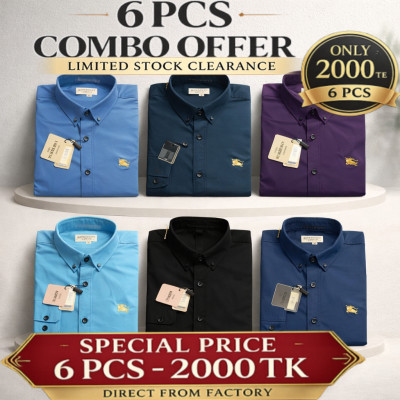 Premium Quality (6 pcs) Solid Colour LS Shirt