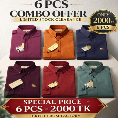 Premium Quality (6 pcs) Solid Colour LS Shirt