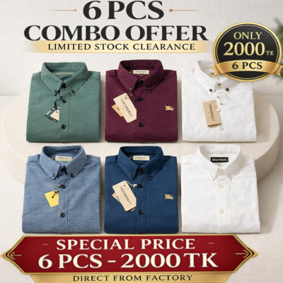 Premium Quality (6 pcs) Solid Colour LS Shirt