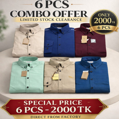 Premium Quality (6 pcs) Solid Colour LS Shirt