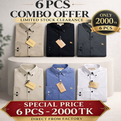 Premium Quality (6 pcs) Solid Colour LS Shirt