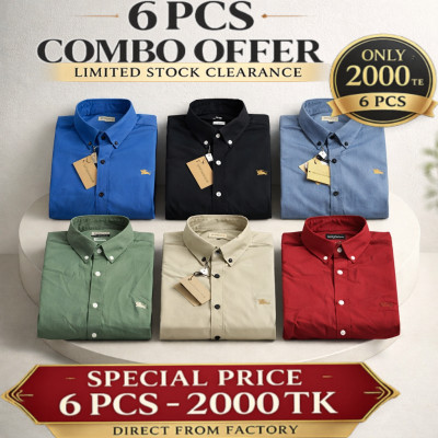 Premium Quality (6 pcs) Solid Colour LS Shirt