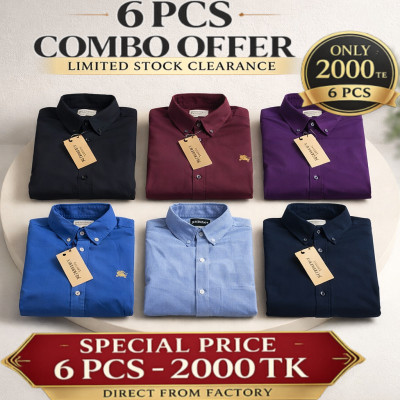 Premium Quality (6 pcs) Solid Colour LS Shirt