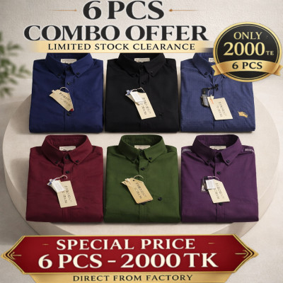 Premium Quality (6 pcs) Solid Colour LS Shirt