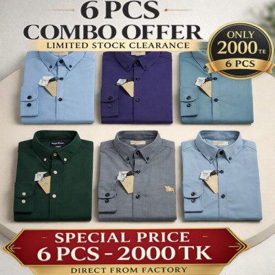 Premium Quality (6 pcs) Solid Colour LS Shirt