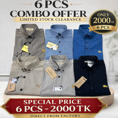 Premium Quality (6 pcs) Solid Colour LS Shirt