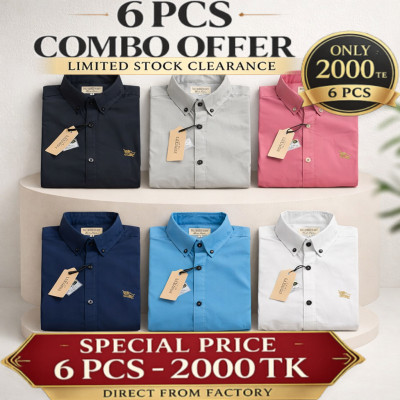 Premium Quality (6 pcs) Solid Colour LS Shirt