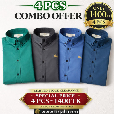 Premium Quality (4 pcs) Solid Colour LS Shirt