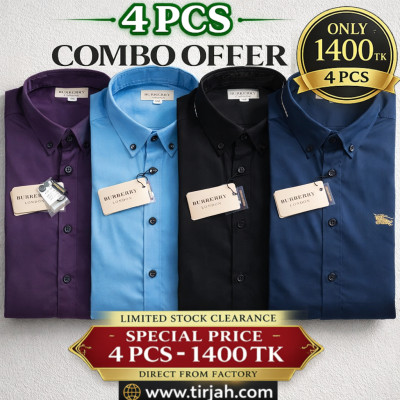 Premium Quality (4 pcs) Solid Colour LS Shirt
