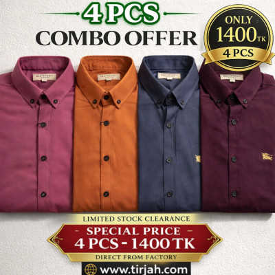 Premium Quality (4 pcs) Solid Colour LS Shirt