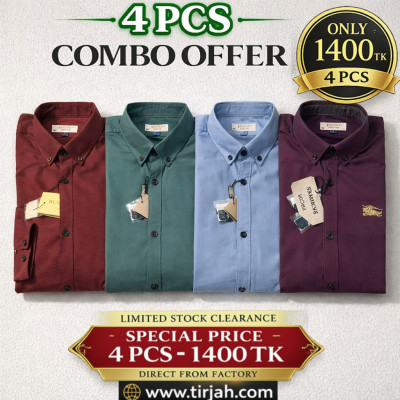 Premium Quality (4 pcs) Solid Colour LS Shirt