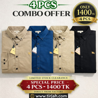 Premium Quality (4 pcs) Solid Colour LS Shirt