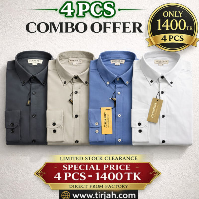 Premium Quality (4 pcs) Solid Colour LS Shirt