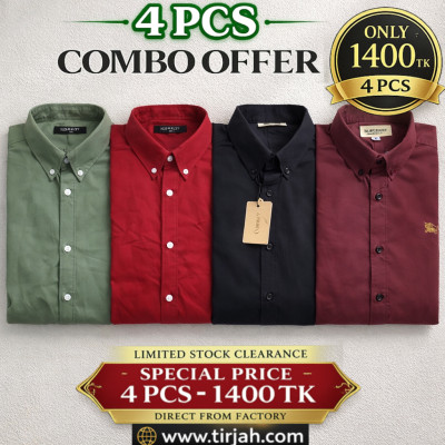 Premium Quality (4 pcs) Solid Colour LS Shirt