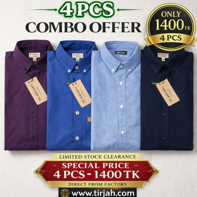 Premium Quality (4 pcs) Solid Colour LS Shirt