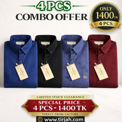 Premium Quality (4 pcs) Solid Colour LS Shirt