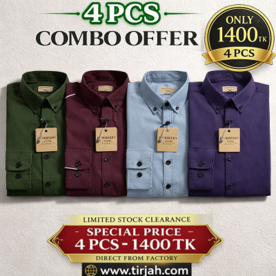 Premium Quality (4 pcs) Solid Colour LS Shirt