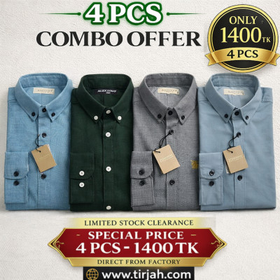 Premium Quality (4 pcs) Solid Colour LS Shirt