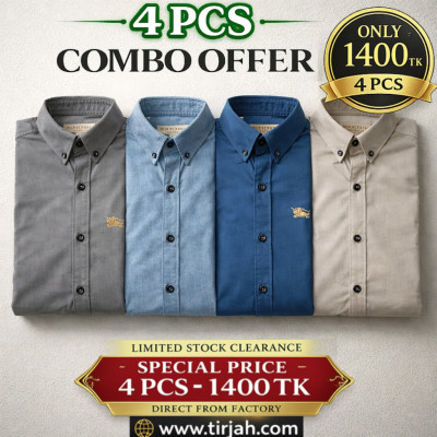 Premium Quality (4 pcs) Solid Colour LS Shirt