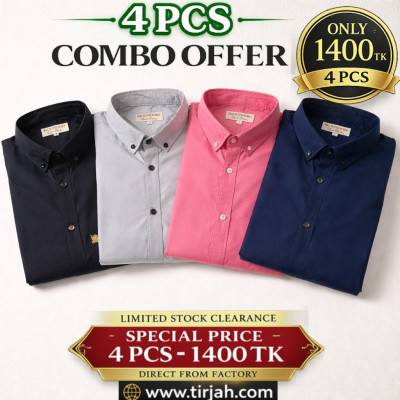 Premium Quality (4 pcs) Solid Colour LS Shirt