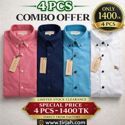 Premium Quality (4 pcs) Solid Colour LS Shirt