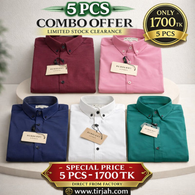 Premium Quality (5 pcs) Solid Colour LS Shirt