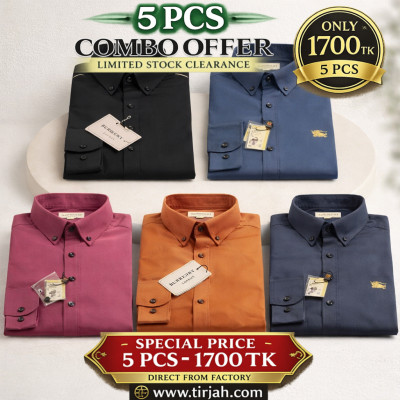 Premium Quality (5 pcs) Solid Colour LS Shirt