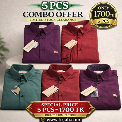 Premium Quality (5 pcs) Solid Colour LS Shirt