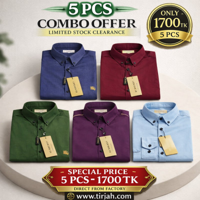 Premium Quality (5 pcs) Solid Colour LS Shirt