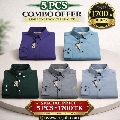Premium Quality (5 pcs) Solid Colour LS Shirt