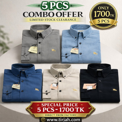 Premium Quality (5 pcs) Solid Colour LS Shirt