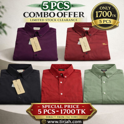 Premium Quality (5 pcs) Solid Colour LS Shirt