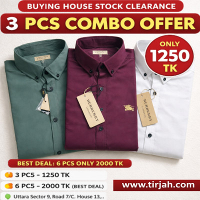 Premium Quality (3 pcs) Solid Colour LS Shirt