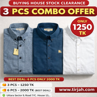 Premium Quality (3 pcs) Solid Colour LS Shirt