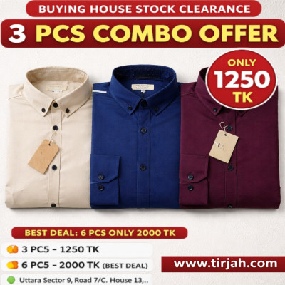 Premium Quality (3 pcs) Solid Colour LS Shirt