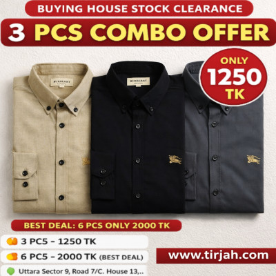 Premium Quality (3 pcs) Solid Colour LS Shirt