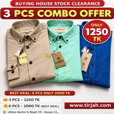 Premium Quality (3 pcs) Solid Colour LS Shirt