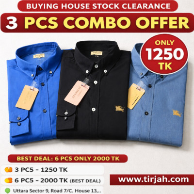 Premium Quality (3 pcs) Solid Colour LS Shirt