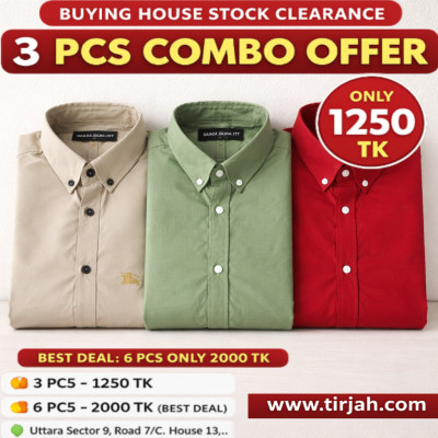 Premium Quality (3 pcs) Solid Colour LS Shirt