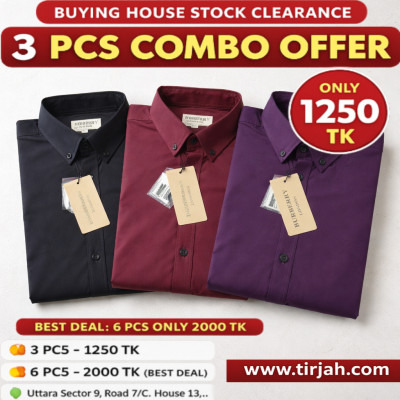 Premium Quality (3 pcs) Solid Colour LS Shirt