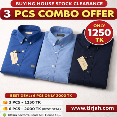 Premium Quality (3 pcs) Solid Colour LS Shirt