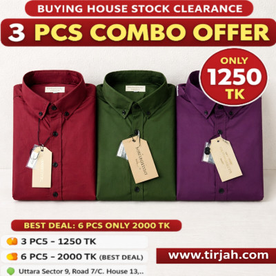 Premium Quality (3 pcs) Solid Colour LS Shirt