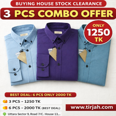 Premium Quality (3 pcs) Solid Colour LS Shirt