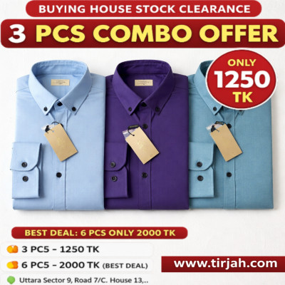 Premium Quality (3 pcs) Solid Colour LS Shirt