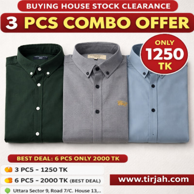 Premium Quality (3 pcs) Solid Colour LS Shirt