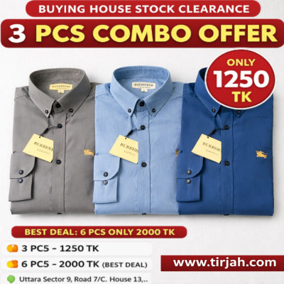 Premium Quality (3 pcs) Solid Colour LS Shirt